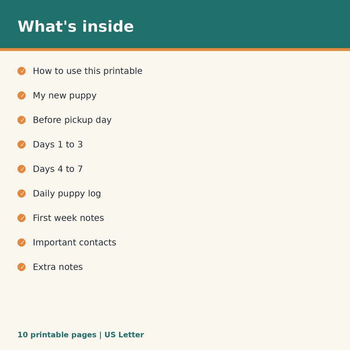Puppy First Week Checklist printable PDF, image 2
