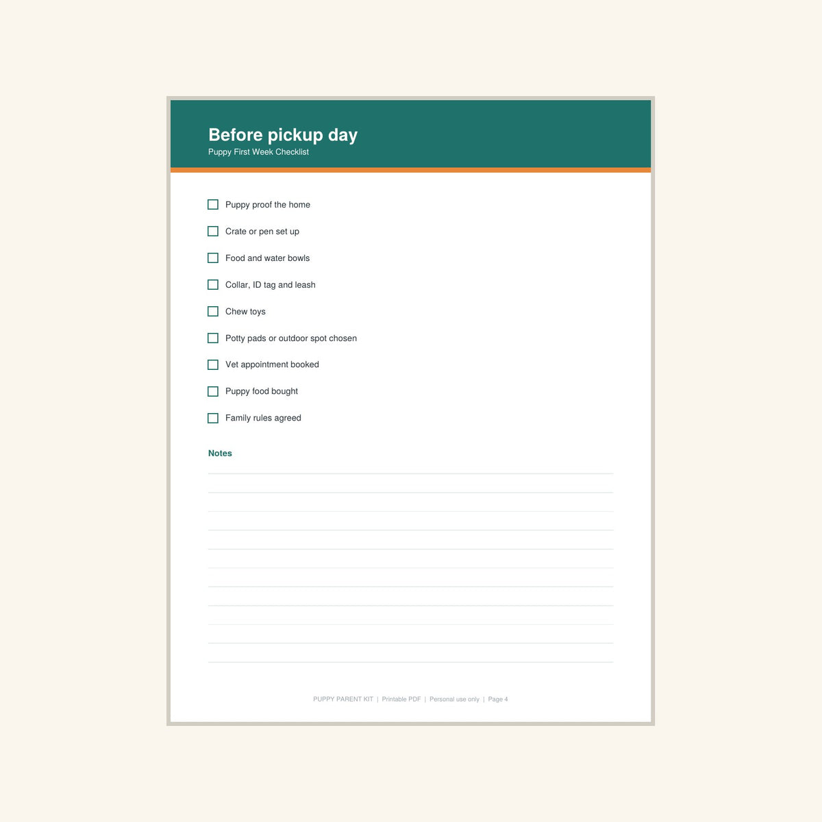 Puppy First Week Checklist printable PDF, image 4