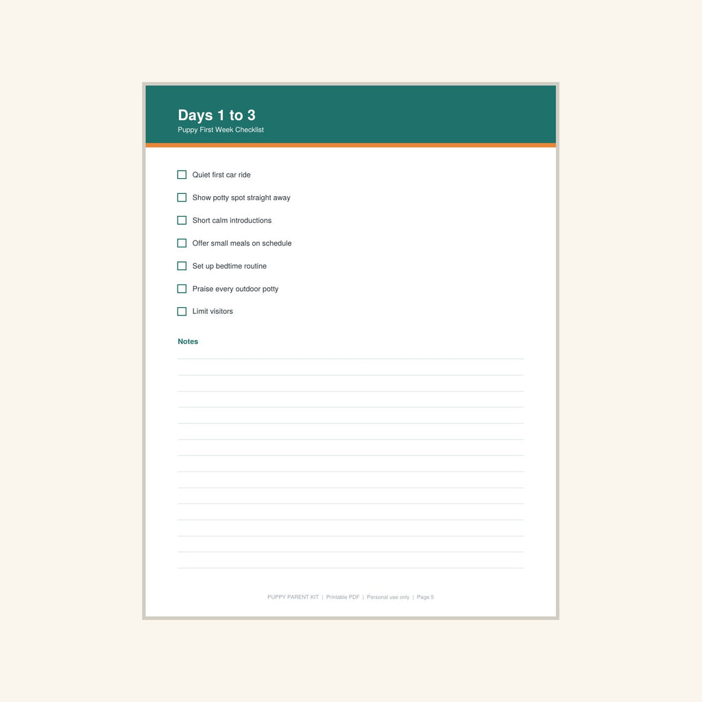 Puppy First Week Checklist printable PDF, image 5