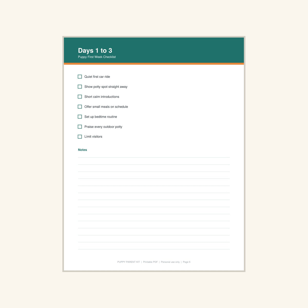 Puppy First Week Checklist printable PDF, image 5