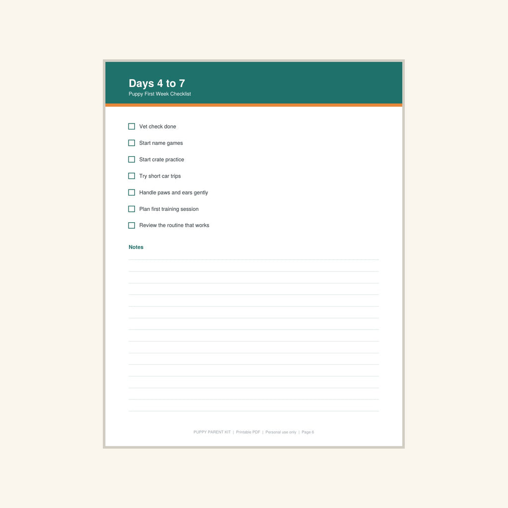 Puppy First Week Checklist printable PDF, image 6
