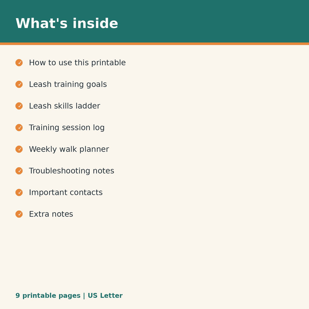 Puppy Leash Training Log printable PDF, image 2