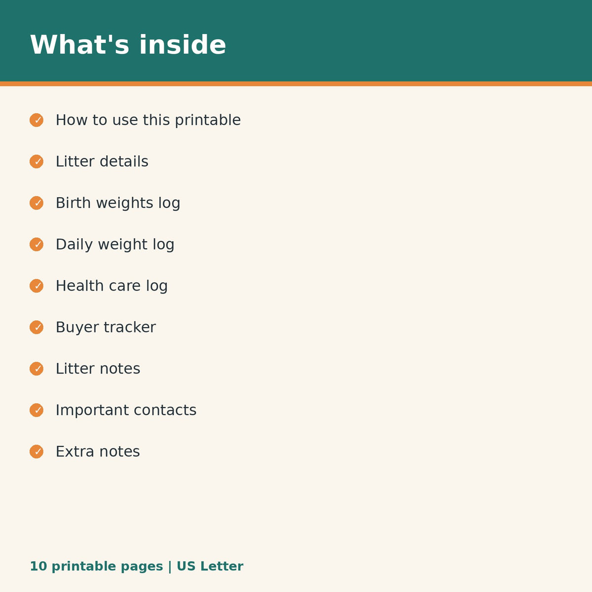 Puppy Litter Record Tracker printable PDF, image 2