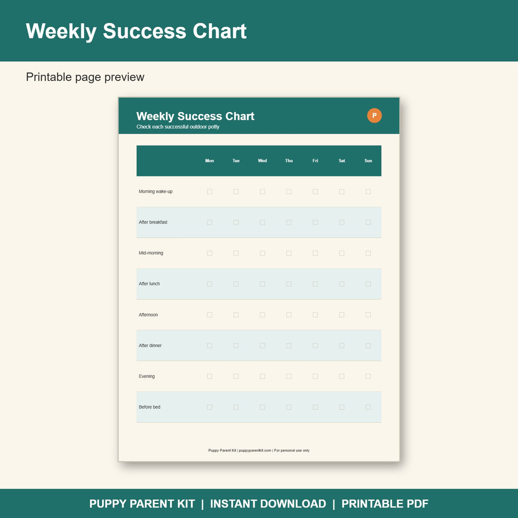 Puppy Potty Training Tracker Printable | Potty Schedule, Accident Log & Progress Chart (PDF)