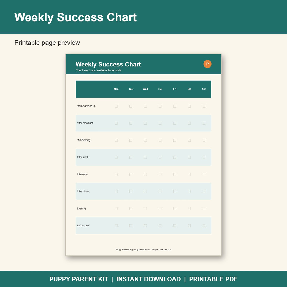 Puppy Potty Training Tracker Printable | Potty Schedule, Accident Log & Progress Chart (PDF)