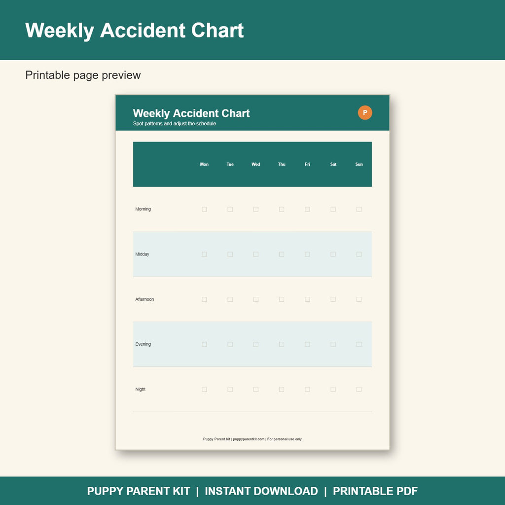 Puppy Potty Training Tracker Printable | Potty Schedule, Accident Log & Progress Chart (PDF)