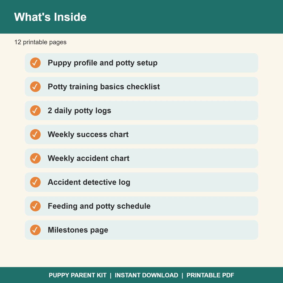 Puppy Potty Training Tracker Printable | Potty Schedule, Accident Log & Progress Chart (PDF)