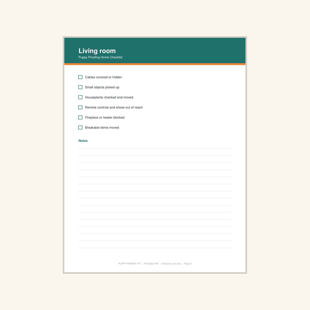 Puppy Proofing Home Checklist printable PDF, image 3