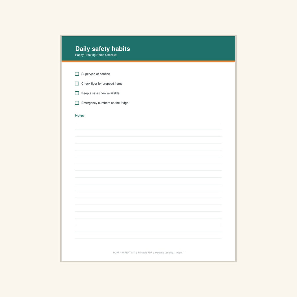 Puppy Proofing Home Checklist printable PDF, image 7