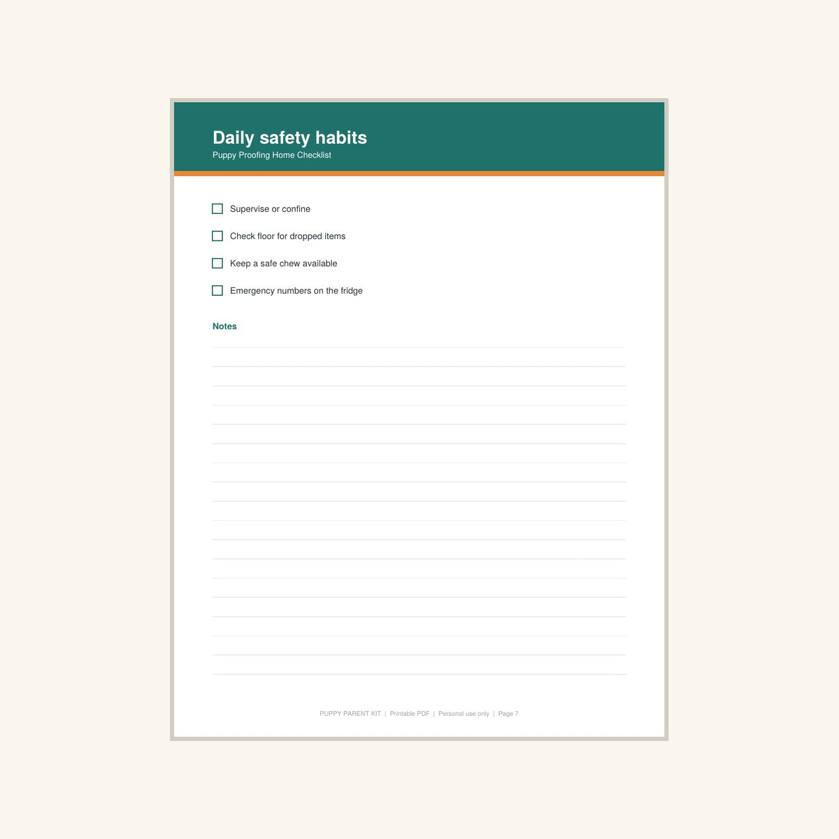 Puppy Proofing Home Checklist printable PDF, image 7