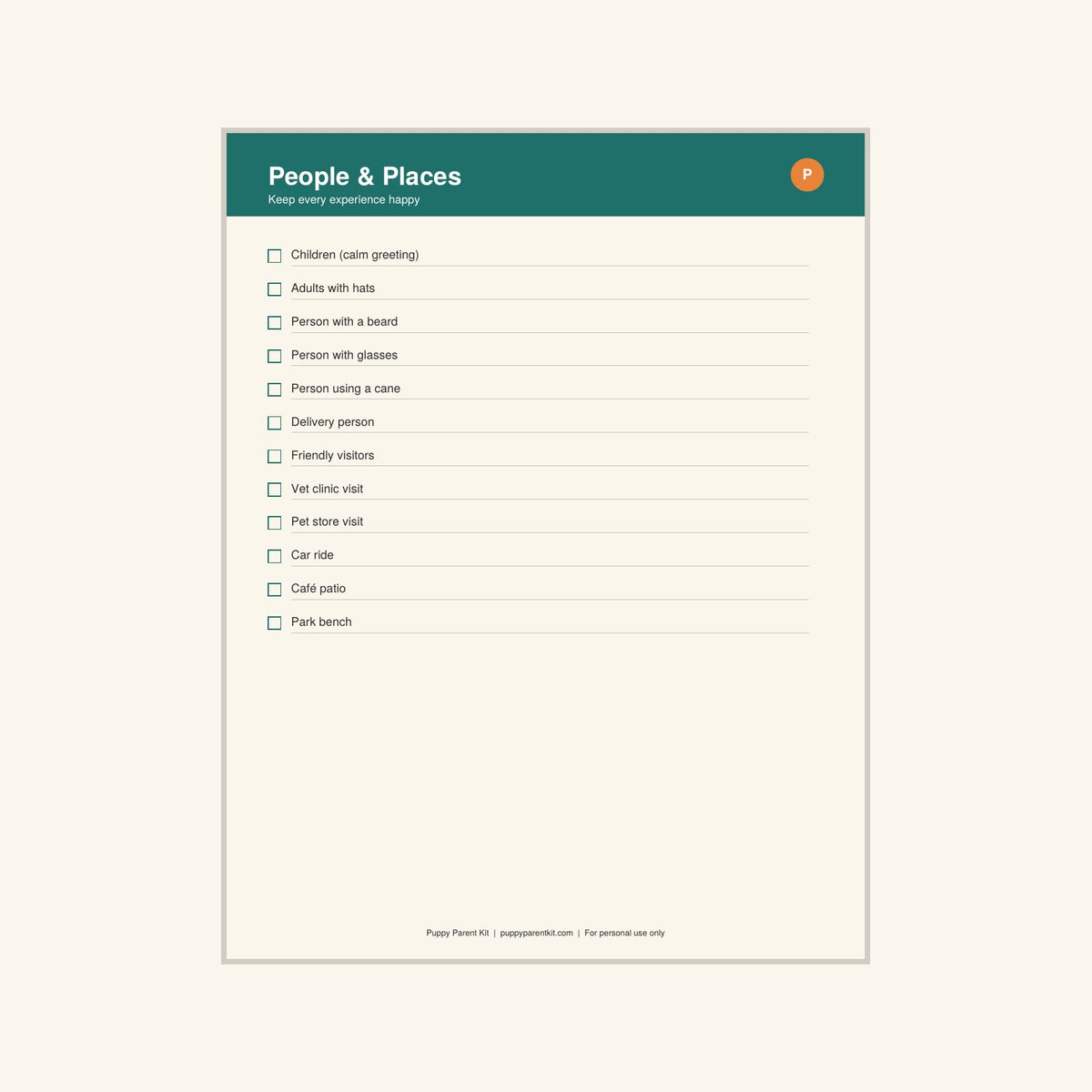 Puppy Socialization Checklist printable PDF, image 4