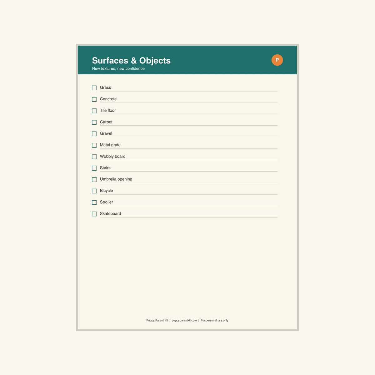 Puppy Socialization Checklist printable PDF, image 6