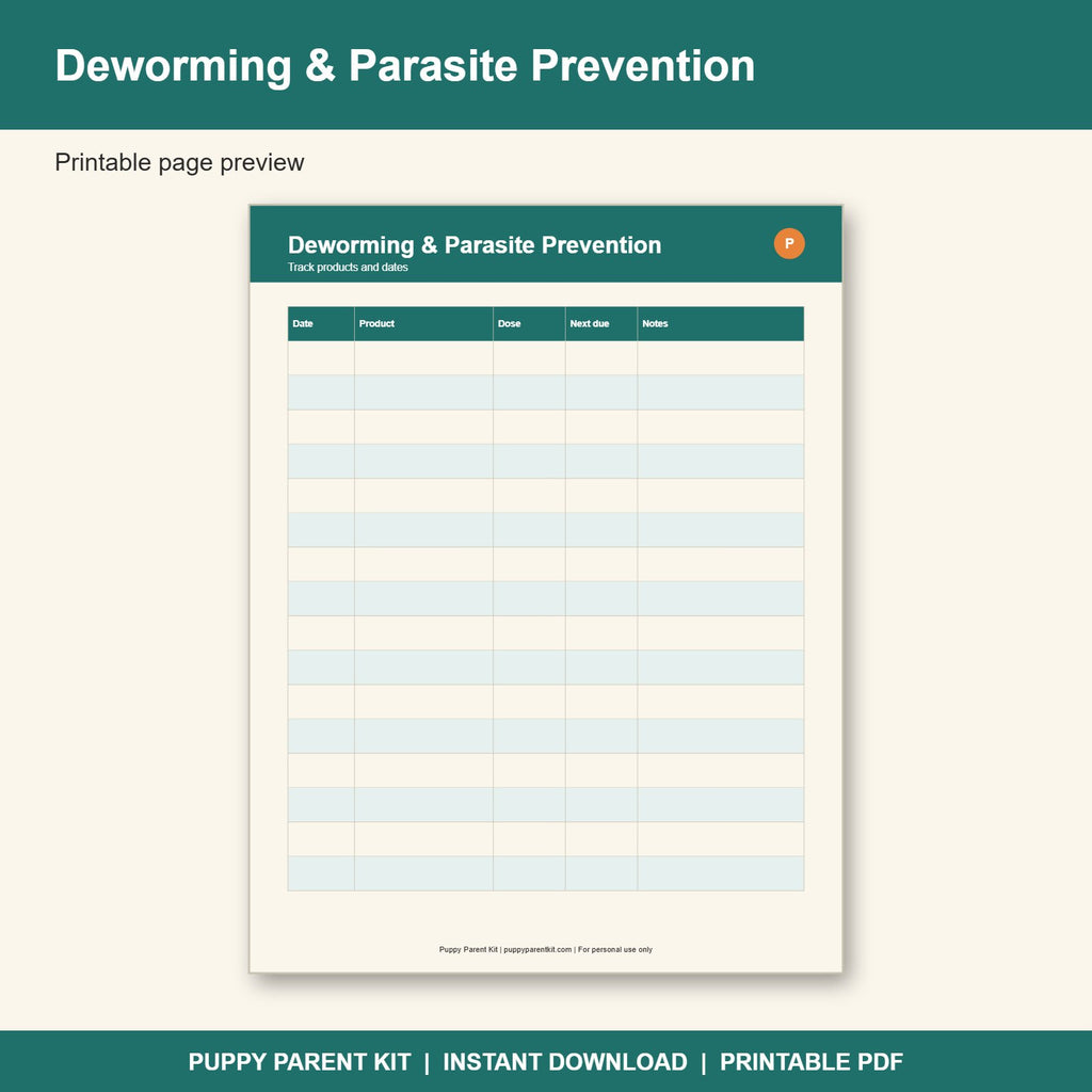 Puppy Vaccination & Vet Record Log Printable | Dog Health Record Book (PDF)