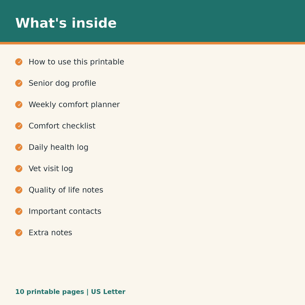 Senior Dog Care Planner printable PDF, image 2
