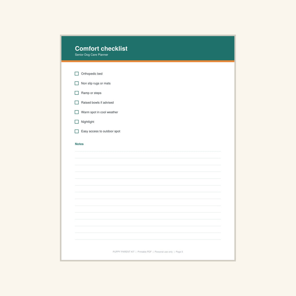 Senior Dog Care Planner printable PDF, image 5